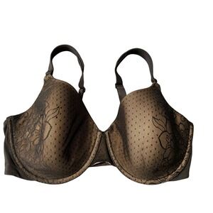 Olga To a Tee Side Support Bra  38D GF0451A Black Underwire Coquette